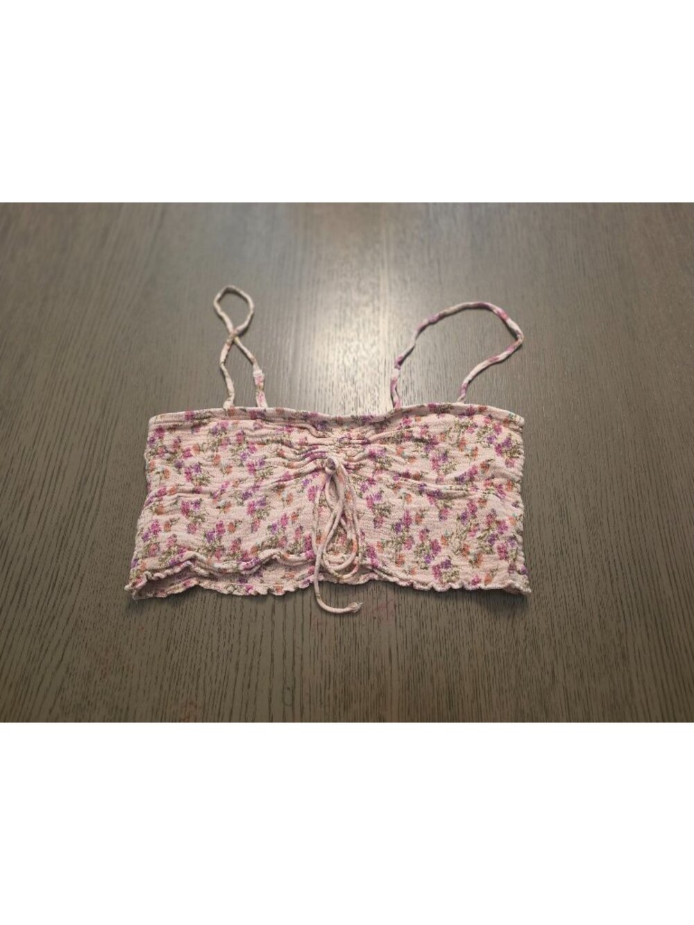 Free People One Floral Lightweight Cropped Bandeau Bra Top M Stretchy